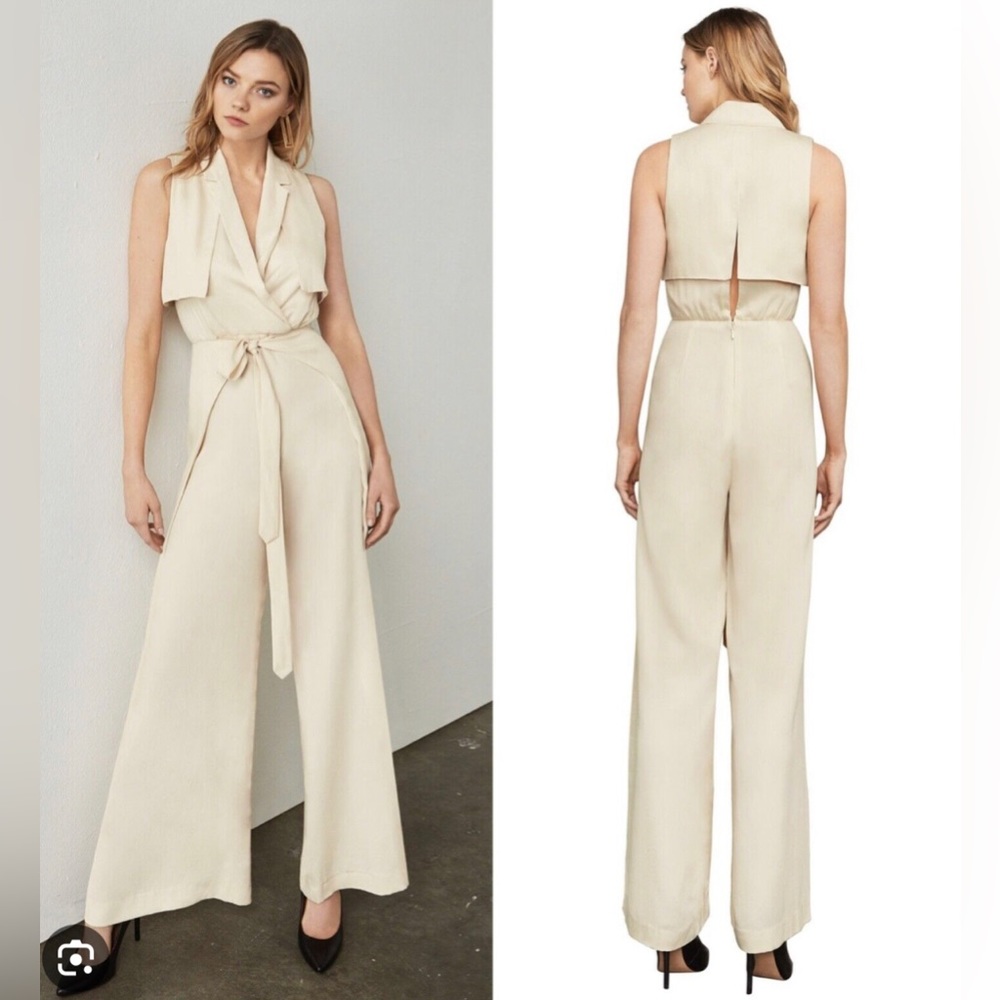 NWT BCBG MAXAZRIA Cream Beckett Jumpsuit with Open Back